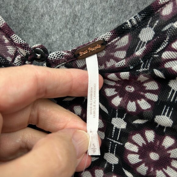 Free People Briella Short Sleeve Ruched Midi Dress Women's Sz S Black Combo NWT - Picture 6 of 12